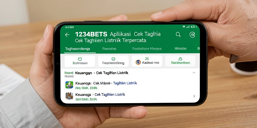 Tampilan antarmuka aplikasi 1234BETS untuk cek tagihan listrik.