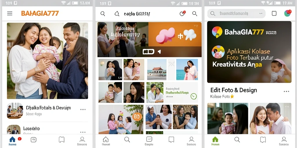 Antarmuka BAHAGIA777 dengan fitur Kolase Foto yang menarik.