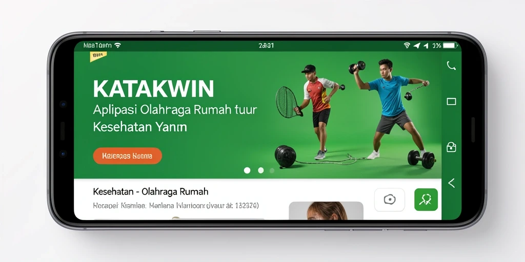 Screenshot KATAKWIN menampilkan antarmuka interaktif untuk olahraga di rumah.