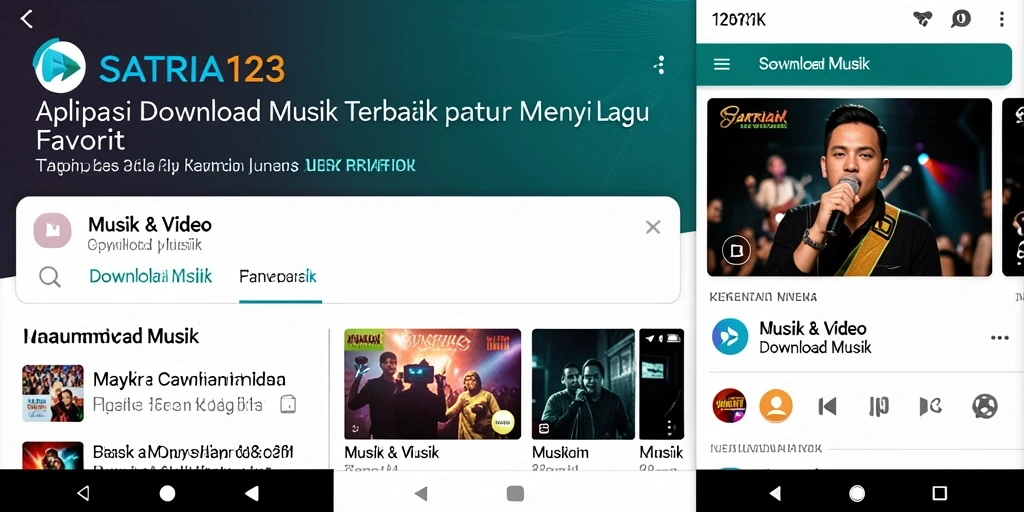 Tampilan antarmuka aplikasi SATRIA123 untuk Download Musik yang menarik.